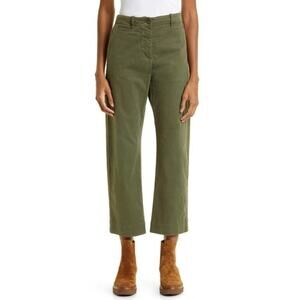 Nili Lotan 80 NL tomboy Cuff Pant sz 12 Olive Green Cropped Minimal Relaxed NWT